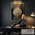 Quadro Decorativo Medalha de São Bento - Elegância e Tradição em Tecido Canvas em escritorio moderno - quadros decorativos para sala