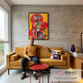 Quadro Decorativo Dança de Cores: Quadro Abstrato Feminino em sala de estar moderna - quadros decorativos para sala