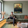 Quadro Decorativo Cidade Abstrata em sala de estar moderna - quadros decorativos para sala