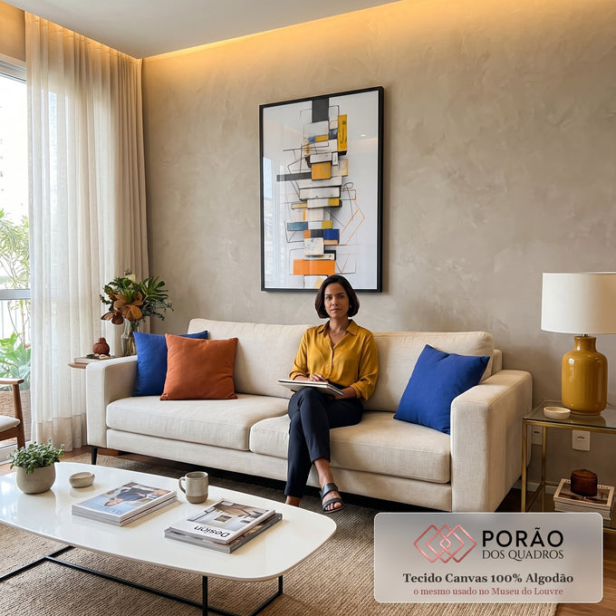Quadro Decorativo: Minimalismo Elegante e Moderno em sala de estar moderna - quadros decorativos para sala