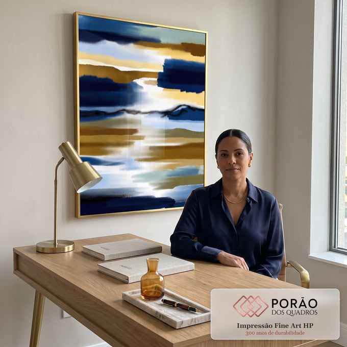 Quadro Decorativo Abstrato Serenidade em Cores em escritorio moderno - quadros decorativos para sala