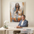 Quadro Decorativo Benção de Jesus Inspirando Fé e Esperança em escritorio moderno - quadros decorativos para sala