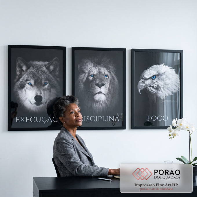 Quadro Decorativo Foco, Execução e Disciplina: Transforme Seu Ambiente em escritorio moderno - quadros decorativos para sala