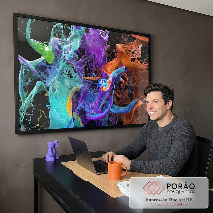 Quadro Decorativo Dança das Cores: Octopus & Abstração em escritorio moderno - quadros decorativos para sala