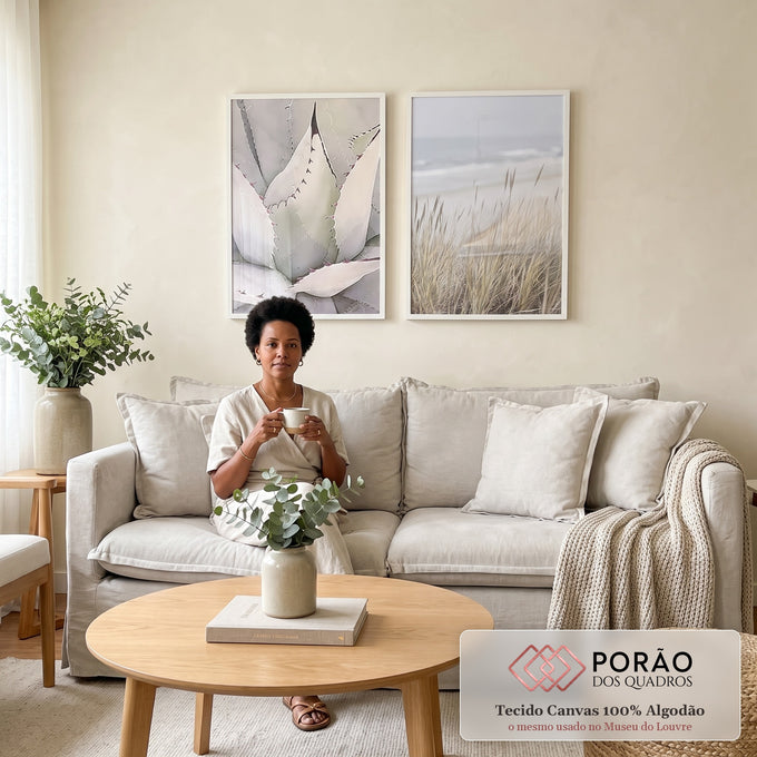 Quadro Decorativo - Encanto Deserto e Mar em sala de estar moderna - quadros decorativos para sala