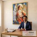 Quadro Decorativo Arcanjo Gabriel - Elegância em Tecido Canvas para a Sua Casa em escritorio moderno - quadros decorativos para sala