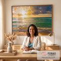 Quadro Decorativo: Encantador Pôr do Sol na Praia em escritorio moderno - quadros decorativos para sala