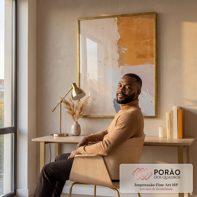 Quadro Decorativo: Abstração e Ternura em Tons Suaves em escritorio moderno - quadros decorativos para sala
