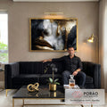 Quadro Decorativo Face Dourada Moderna em sala de estar moderna - quadros decorativos para sala