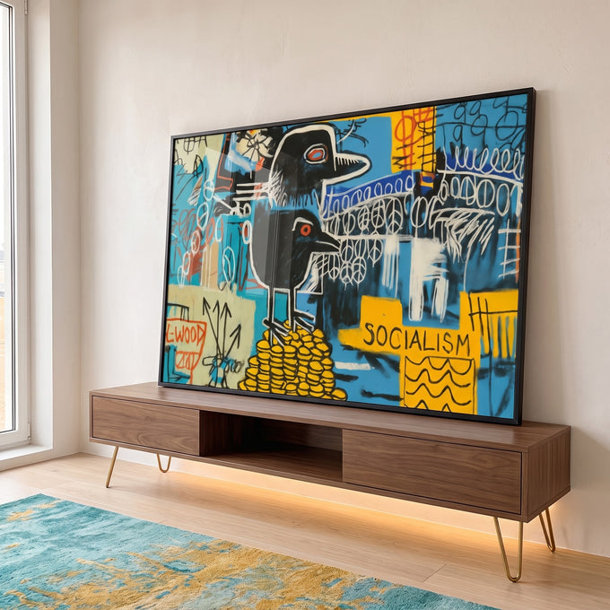 Quadro Decorativo Socialismo e Riqueza em ambiente decorado - quadros decorativos para sala