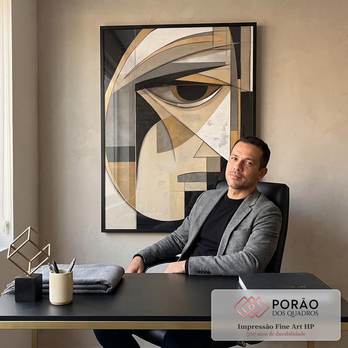 Quadro Decorativo Minimalista Olhar Enigmático em escritorio moderno - quadros decorativos para sala