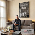 Quadro Decorativo: A Redenção em Preto e Branco em sala de estar moderna - quadros decorativos para sala
