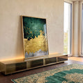 Quadro Decorativo Abstração Verde e Dourado: Inspire-se! em ambiente decorado - quadros decorativos para sala