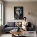 Quadro Decorativo Retrato Intenso em sala de estar moderna - quadros decorativos para sala