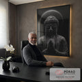 Quadro Decorativo Buda Sereno em escritorio moderno - quadros decorativos para sala