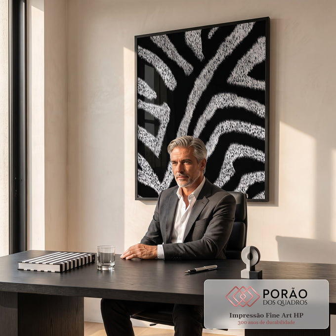 Quadro Decorativo Zebra Elegante em escritorio moderno - quadros decorativos para sala