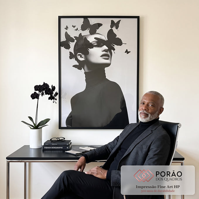 Quadro Decorativo Minimalista com Borboletas em escritorio moderno - quadros decorativos para sala