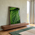 Quadro Decorativo Folhas Verdes Vibrantes em ambiente decorado - quadros decorativos para sala