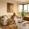 Quadro Decorativo Pôr do Sol Tropical em sala de estar moderna - quadros decorativos para sala
