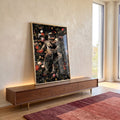 Quadro Decorativo Amor Cósmico: União Astral e Flores em ambiente decorado - quadros decorativos para sala