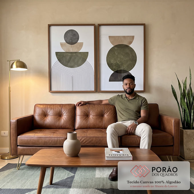 Quadro Decorativo: Inspiração Geométrica Única em sala de estar moderna - quadros decorativos para sala