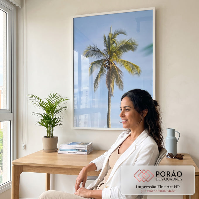 Quadro Decorativo Palma Serena em escritorio moderno - quadros decorativos para sala