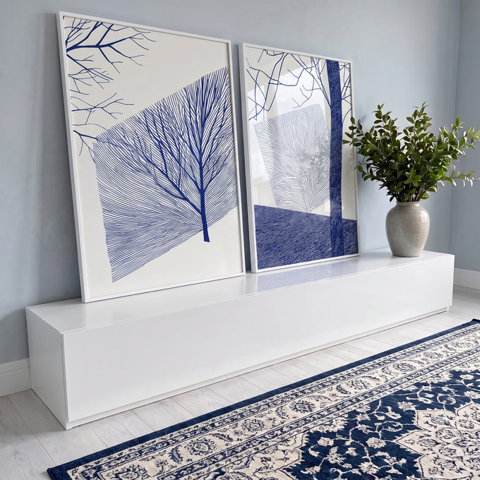 Quadro Decorativo Abstração Natural - Linhas e Formas Orgânicas em ambiente decorado - quadros decorativos para sala