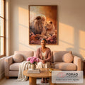 Quadro Decorativo Casal de Leões - Arte Sofisticada para sua Casa em sala de estar moderna - quadros decorativos para sala