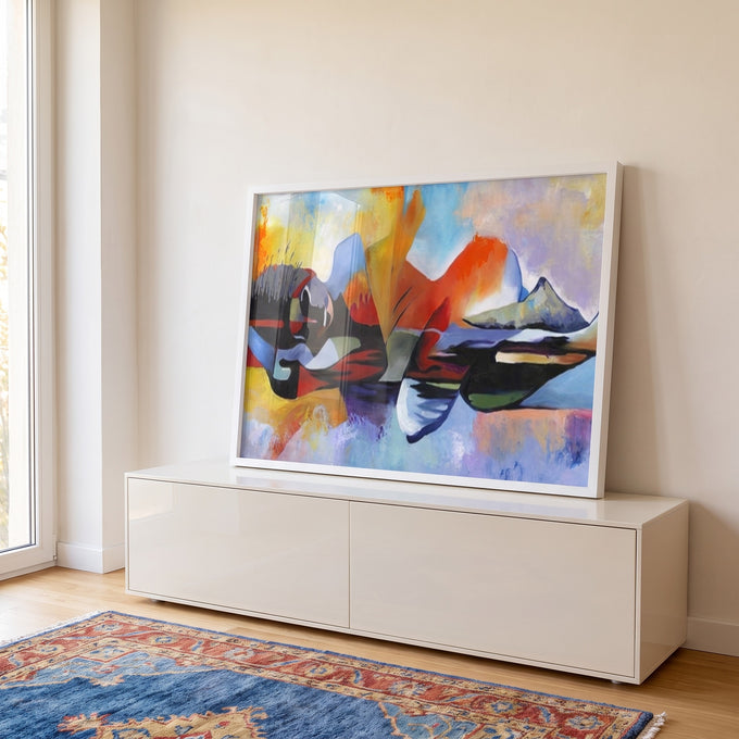 Quadro Decorativo Aventura Abstrata em Montanhas: Inspire-se em ambiente decorado - quadros decorativos para sala
