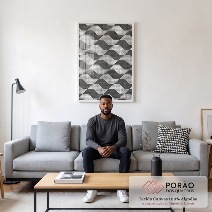 Quadro Decorativo Geometria Fluida em sala de estar moderna - quadros decorativos para sala