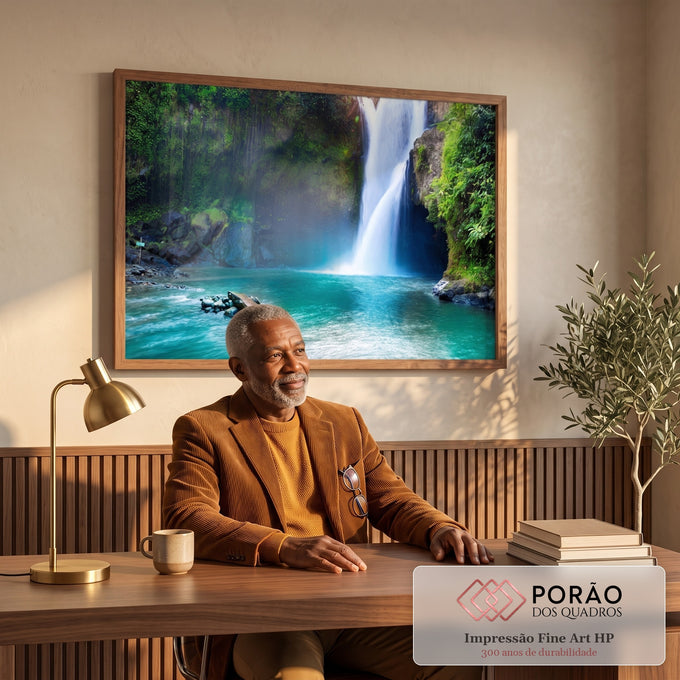 Quadro Decorativo: Cascata na Selva - Tranquilize seu Espaço em escritorio moderno - quadros decorativos para sala