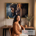 Quadro Decorativo Divindade e Realeza Jesus e Leão de Judá em escritorio moderno - quadros decorativos para sala