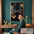 Quadro Decorativo Beldade da Borboleta Abstrata em escritorio moderno - quadros decorativos para sala