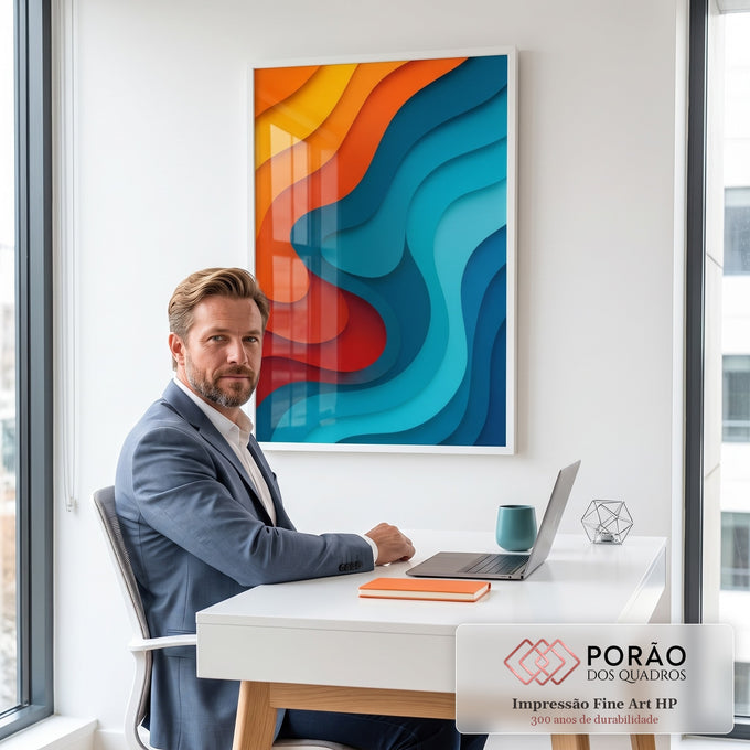 Quadro Decorativo Abstrato Vibrante em escritorio moderno - quadros decorativos para sala