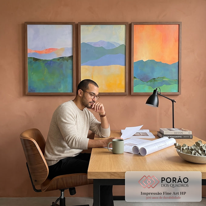 Quadro Decorativo Majestosas Montanhas - Inspire-se na Natureza em escritorio moderno - quadros decorativos para sala
