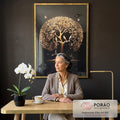 Quadro Decorativo Árvore da Vida Gold: Renove Seu Espaço em escritorio moderno - quadros decorativos para sala
