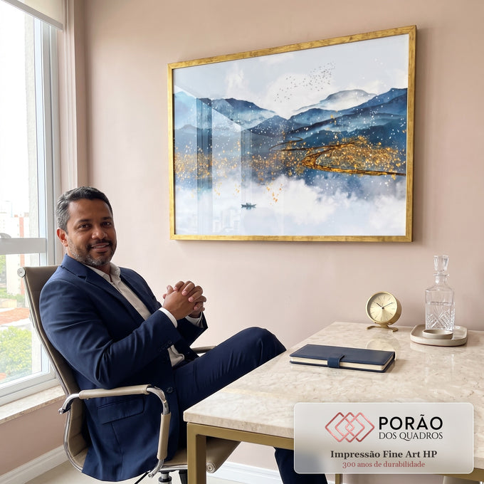 Quadro Decorativo Paisagem Montanhosa - Inspiração Natural em escritorio moderno - quadros decorativos para sala
