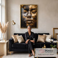 Quadro Decorativo - Luxo Dourado Feminino Inesquecível em sala de estar moderna - quadros decorativos para sala
