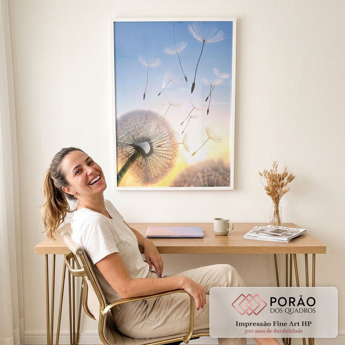 Quadro Decorativo Dente-de-Leão ao Crepúsculo: Transforme seu Lar em escritorio moderno - quadros decorativos para sala