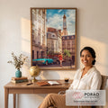 Quadro Decorativo Girl on the Street com Torre Eiffel - Arte Minimalista para Seu Ambiente em escritorio moderno - quadros decorativos para sala