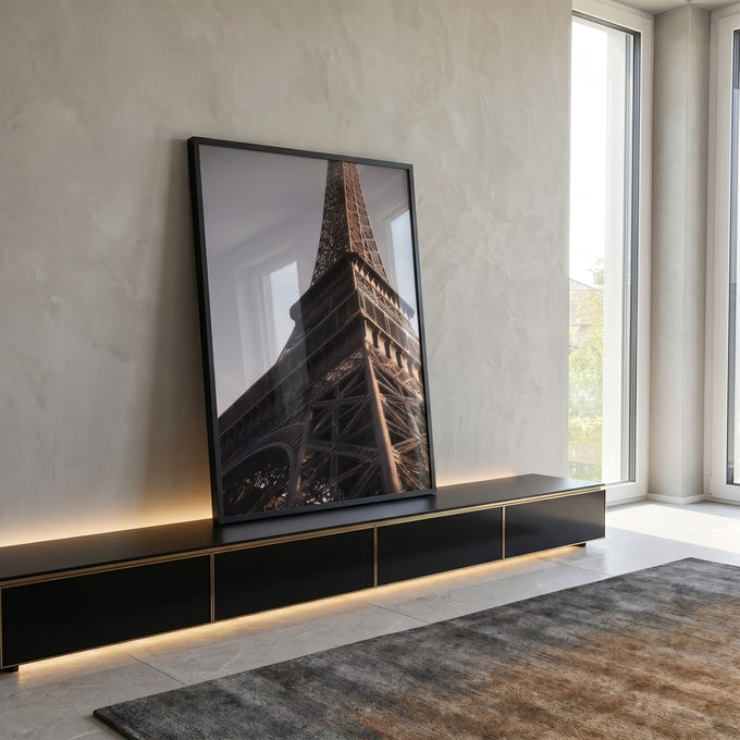 Quadro Decorativo Torre Eiffel Elegante em ambiente decorado - quadros decorativos para sala