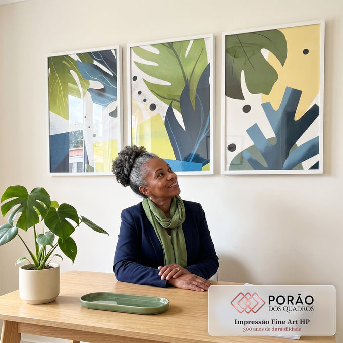 Quadro Decorativo Geometria Natural em escritorio moderno - quadros decorativos para sala