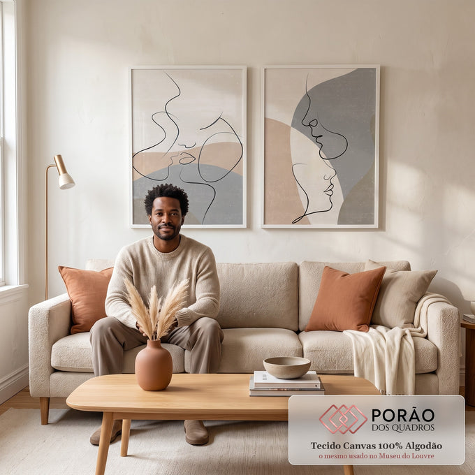 Quadro Decorativo Elegância Abstrata - Toque Moderno em sala de estar moderna - quadros decorativos para sala