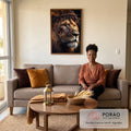 Quadro Decorativo Poderoso Leão da Fé em sala de estar moderna - quadros decorativos para sala