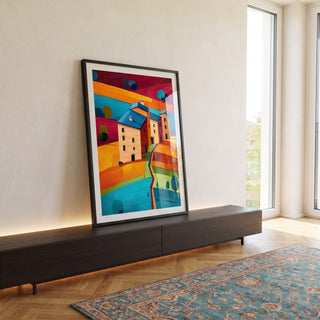 Quadro Decorativo Harmonia Rural Vibrante em ambiente decorado - quadros decorativos para sala
