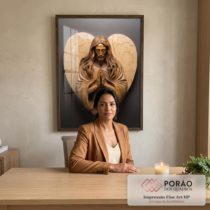 Quadro Decorativo: Inspiradora Oração de Jesus em escritorio moderno - quadros decorativos para sala