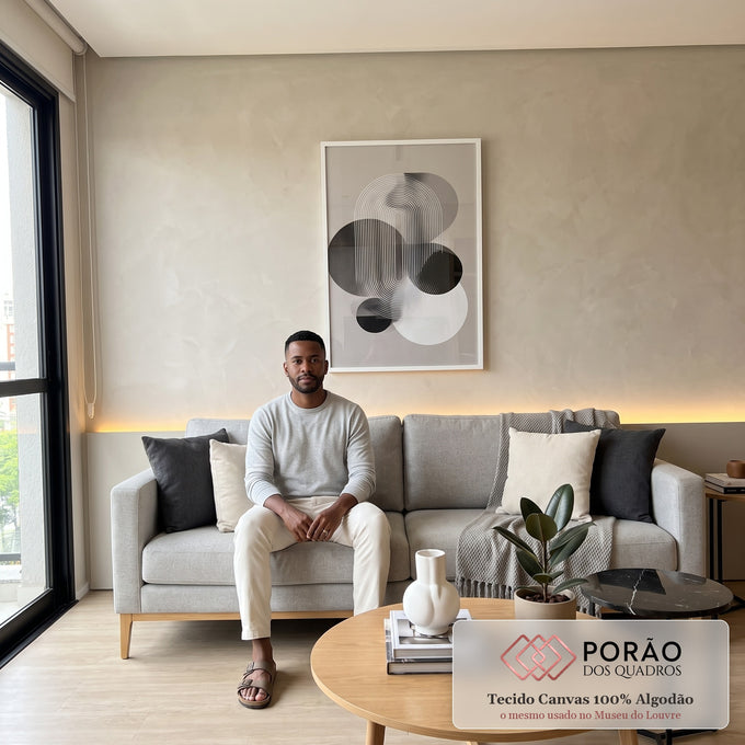 Quadro Decorativo Moderno Geométrico em sala de estar moderna - quadros decorativos para sala