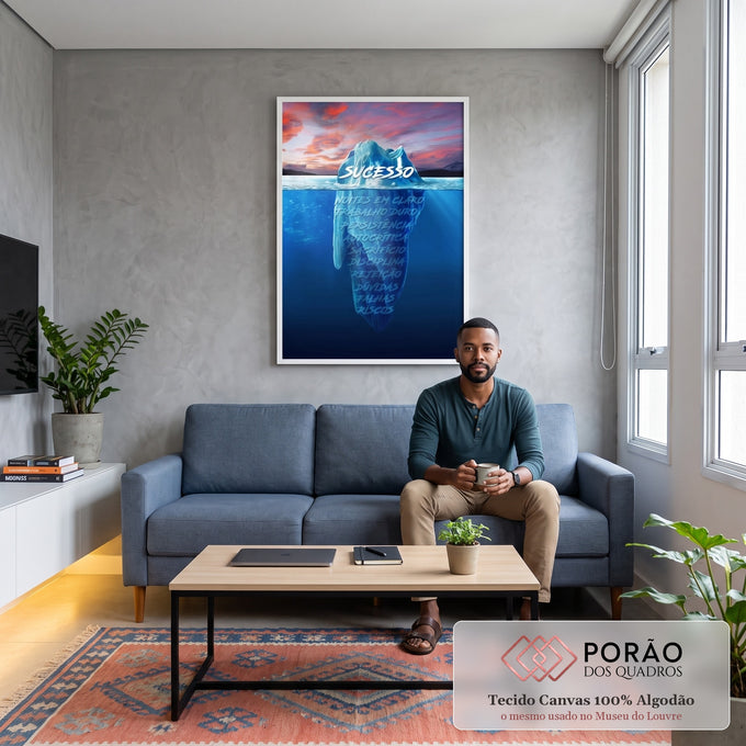 Quadro Decorativo: Iceberg Inspirador - Triunfo e Serenidade em sala de estar moderna - quadros decorativos para sala
