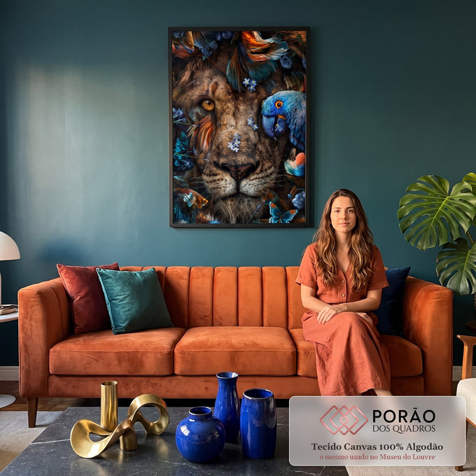 Quadro Decorativo: Majestade Selvagem e Cores Encantadoras em sala de estar moderna - quadros decorativos para sala