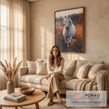 Quadro Decorativo Liberdade do Cavalo Branco em sala de estar moderna - quadros decorativos para sala